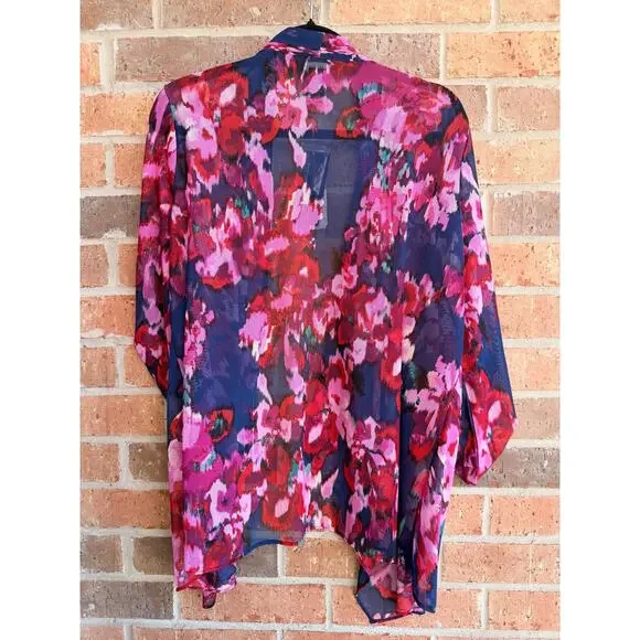 Investments Petites Floral Sheer Cardigan Size PXL NWT - Picture 2 of 3